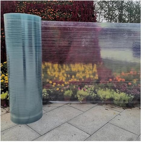 JINMLBO Clear Acrylic Plastic Sheet Polycarbonate Roofing Sheet, UV Protection Plastic Panels, Easy to Bend & Cut Thermal Insulation Daylighting Board for Pergola, Balcony(0.6x12m)
