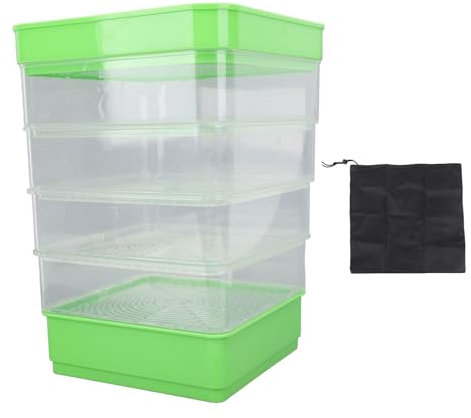 CHEOTIME Kit barattolo per germogliazione Set germogliatore di semi per la coltivazione, Kit germogliatore impilabile Vassoio multiuso salvaspazio per microverdure a 4 livelli per (Sin sombrilla)