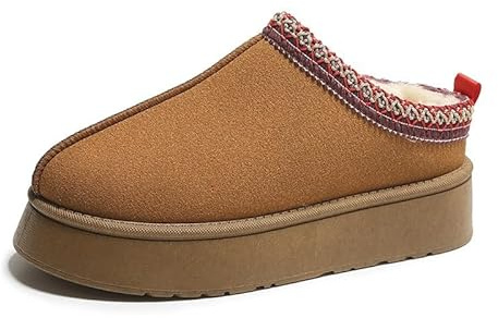 AlHECE Pantofole Donna Stivali da Neve per Le Donne Inverno Cashmere Caldo Spessore Suole Senza Tacco-Coperto Capelli Half Slipper Scarpe di Cotone per Le Donne-Marrone-37