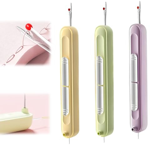 Enhebrador de agujas automático 2 en 1 mejorado, removedor de costuras incorporado y herramienta de enhebrador de agujas, descosedor de costuras multifunción, accesorios de costura (3pcs)