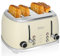 Retro Toaster 4 Scheiben Nostalgie Toastautomat XXL Doppelschlitztoaster 6 Bräunungsstufen Schlitze separat steuerbar 2x Krümelschublade 1500W Edelstahlgehäuse Auftau- Aufwärm- & Stoppfunktion