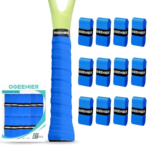 Ogeenier 3/6/12-pack greppband, tennisracket, unisex, halkskydd och anti-svett för tennis, greppband, mjukt naturligt grepp, overgrip tennisracket, badmintonracket, squashklubba, padel