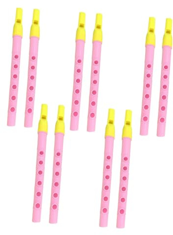 MAJORMENCH 10 Pezzi Flauto Giocattolo per Principianti in Plastico Rosa, Clarinetto a 6 Fori per Ragazzo Ragazza, Pratica di Coordinazione e Toni Precisi, per Insegnamento Colore Casuale