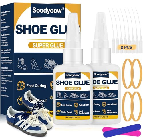 Soodyoow 100g Shoe Glue, Super Shoe Glue Sole Repair, Waterproof Transparent Glues for Shoes, Strong Adhesive for Repairing Boot, Sneaker, Athletic Shoes, Heels, Waterproof Durable, Long Lasting Bond