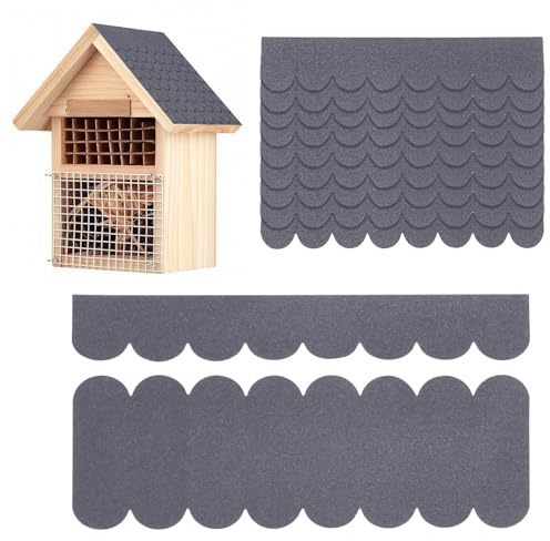 yolzhxe 32 Pezzi Feltro per Tetti per Casette per Uccelli, Tagliabile Impermeabiletegole Bituminose, Mini Adesive Tegole Casetta Uccelli Adatto per Casette per Lapin, Modellismo, ECC (Grigio)