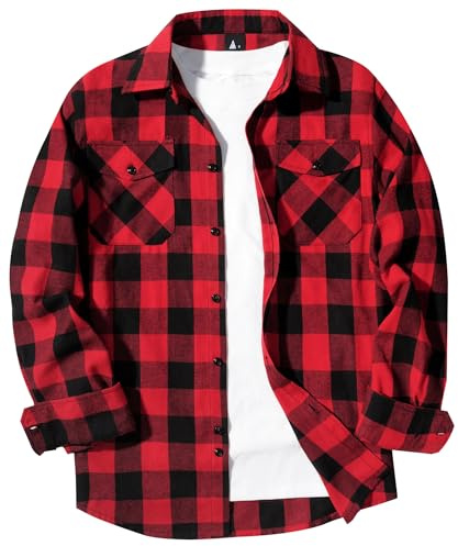 zitysport Chemise pour Homme à Carreaux Manches Longues Chemise Flanelle Bûcheron avec Poches Poitrine Chaude pour Le Travail en Extérieur et Les Loisirs Coupe Classique