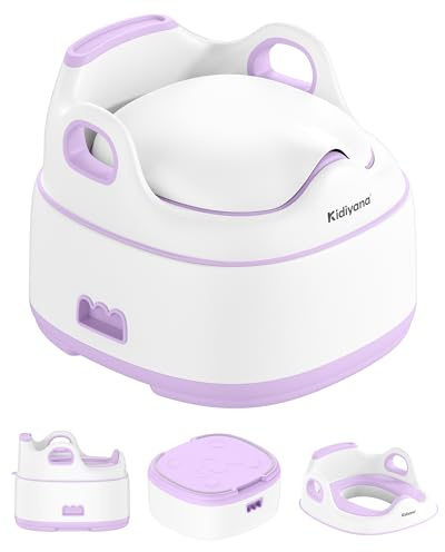 Kidiyana 3-i-1 barnpotta elefant, toalettfäste och stegpall, stabil och halkfri, sittminskare med stänkskydd, ergonomisk, lätt att rengöra, för spädbarn och småbarn från 6 månader