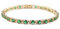 RIZILIA Eternity Tennis Bracelet [18cm/7inch] with Round Cut Gemstones CZ [Green Emerald] in 18K Yellow Gold Plated, Simple Modern Elegance