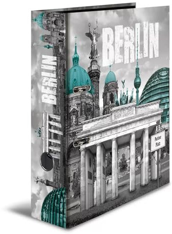 HERMA Ordner A4 Berlin Deutschland, 7 cm breit, Kinder Ringordner mit Städte Motiv, bunter Aktenordner mit Innendruck für Jungen und Mädchen