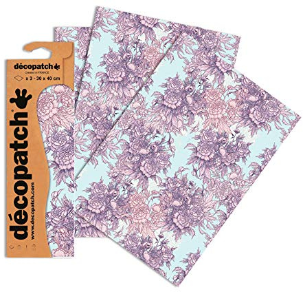 Décopatch Papel Decorativo, Violett Rose Rosen, Format : 395 x 298 mm, 3