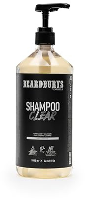 Beardburys Clear Shampoo for Men, Oily Hair & Itchy Scalp 1L | Clarifying shampoo for oil control and itchy scalp relief. Restores PH balance with mint, ginseng and thyme. Paraben free.