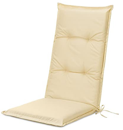 JEMIDI 1x Gartenstuhl Auflage Polster - 100% Polyester Hochlehner Stuhlauflage mit Bändern - wasserabweisend pflegeleicht - mit Schaumstofffüllung - 120x50cm