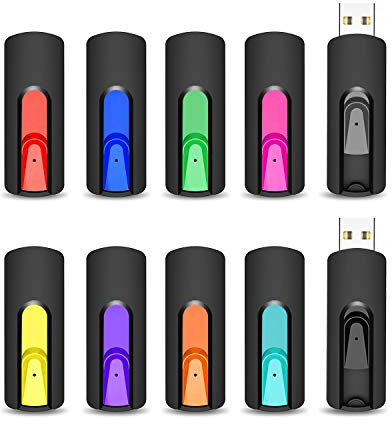 USB Stick 16GB 10 Stück Set, Vansuny USB Stick 16GB 10er Pack Slide Einziehbare, USB 2.0 16GB Speicherstick Datenspeicher-Backup für PC/Mac/Desktop/Laptop/Spielekonsolen(Mehrfarbig, 10er-Pack)