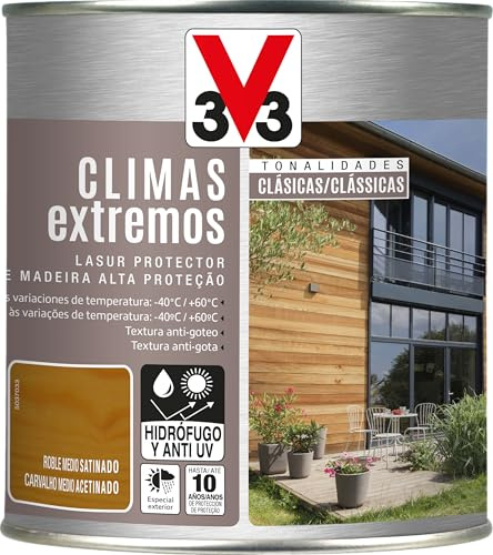 V33 Lasur Protector Climas Extremos Satinado Roble Medio 0,75L