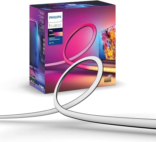 Philips Hue Gradient LED LightStrip (Sync with TV, Music and Gaming), Hue Hub & Hue Sync Box Required (65Inch) (Renewed)