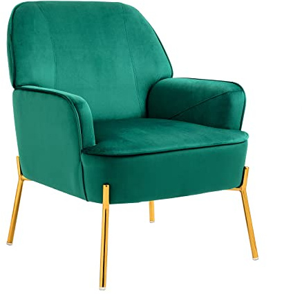 SEPNINE Fauteuil en Velours Confortable avec Accoudoirs, Assise Épaisse et Pieds en Métal, Chaise Relax pour Salon ou Chambre