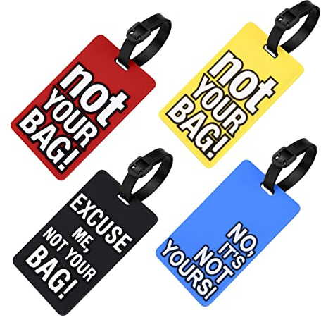 Vicloon Etiquetas de Equipaje de Silicona,4pcs Etiquetas para Equipaje de PVC,Etiquetas de Equipaje para Maletas,Etiquetas de Identificación de Maleta para Mochila,Equipaje,Identificación de Maleta