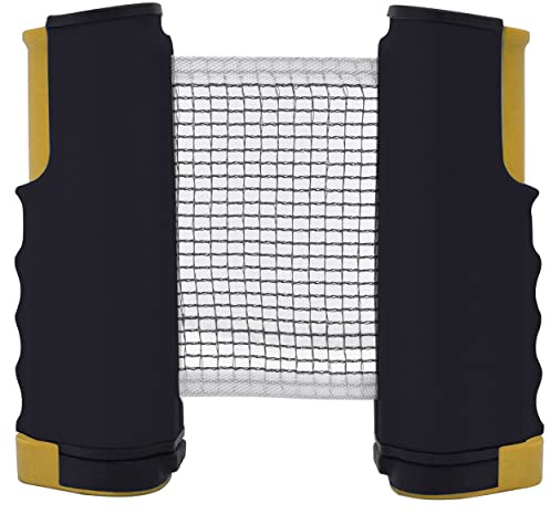 Fayvosiue Retractable Ping Pong Net, Portable Table Tennis Net Perfect Baseball Net for Any Table… (Black Yellow)