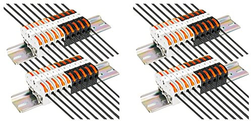 TsoLay 2X Kit di Morsettiere Su Guida DIN, Con Connettori Compatti Universali, Barra di Connessione, Striscia di Marcatura, 28-12 AWG