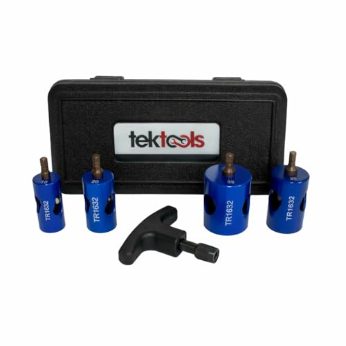 TekTools Drill Reamer Bevelling Kit - Pipe Reamer/Beveller for MLCP Pipe (Pert-Al-Pert or Pex-Al-Pex), Professional Pipe Chamfering, Attached Handle Included - 16mm, 20mm, 25mm, and 32mm