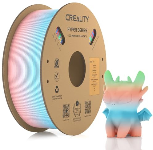 Creality Official Hyper PLA Filament Rainbow 1.75 mm, 3D Printer Filament PLA for High Speed Printing 30-600mm/s, Durable and Smooth, Dimensional Accuracy +/-0.03mm,1KG (2.2lbs)/Spool (Spring Lake)