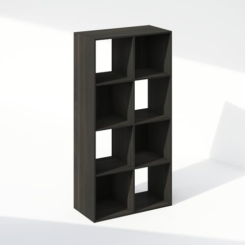 Furinno PELLI Book Shelf, 8-Cube Bookshelf, Horizontal Cube Storage Organizer Bookcase, 11.7 x 23.7 x 47, for Living Room, Bedroom, Home Office, Espresso