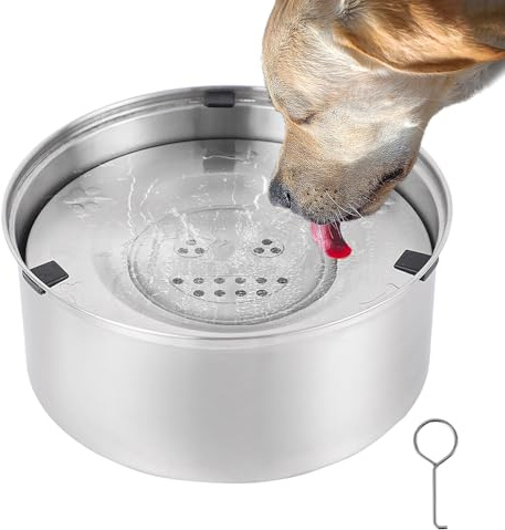 Tokenhigh Gamelle d'eau anti-déversement, bol d'eau en acier inoxydable de 1 L, flottant lent, anti-éclaboussures pour chiots, chats et animaux domestiques (volume: 1 L)