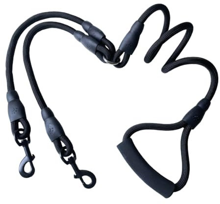 GXGM Doppelleine für 2 Hunde reflektierend dehnbar und verhedderungsfrei Doppelte Hundeleine zum Koppeln perfekt für kleine bis mittelgroße Hunde