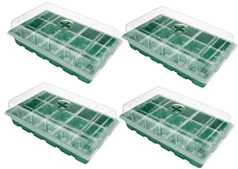 CAXUSD Ensemble De 4 Plateaux De Semis À 15 Trous Couvercle Respirant pour Germination Culture De Tomates Fleurs Concombres pour Jardiniers Et Plantation Domestique