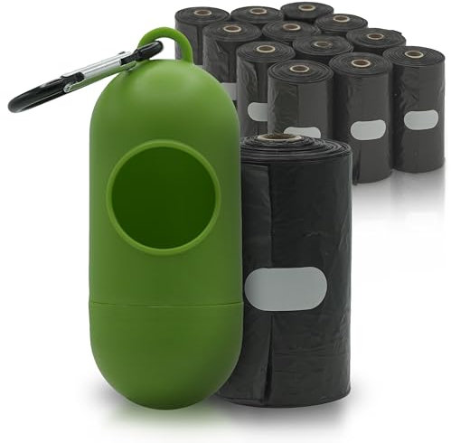 ALFASTAR Sacchetti Cane Cacca con Dispenser e Gancio Inclusi per Trasporto Semplice e Pratico - 360 Sacchetti Igienici per Cani in Confezione da 12 Rotoli
