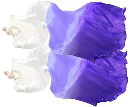 Anlising 1 Par Abanicos de Seda Danza del Vientre, Abanico Ventilador Danza, Danza del Abanico, Abanico de Seda Danza, Abanico Largos para Bailar, para Danza del Vientre, Baile Nacional