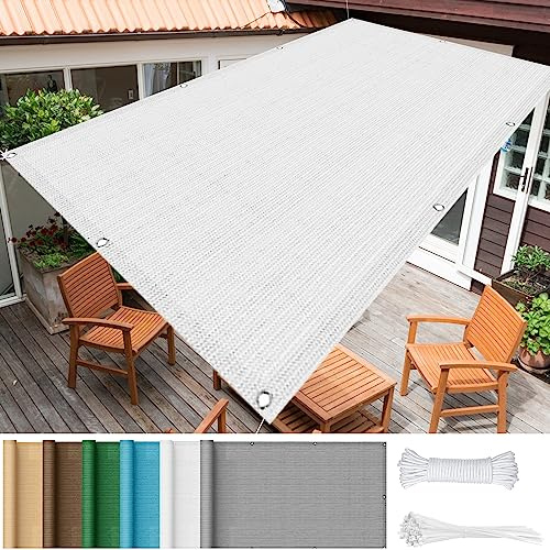 Tenda parasole rettangolare, 1,8 x 7,5 m, blocco UV al 95%, in HDPE, per cortile, piscina, prato e attività all'aperto, soluzione resistente all'ombra bianca
