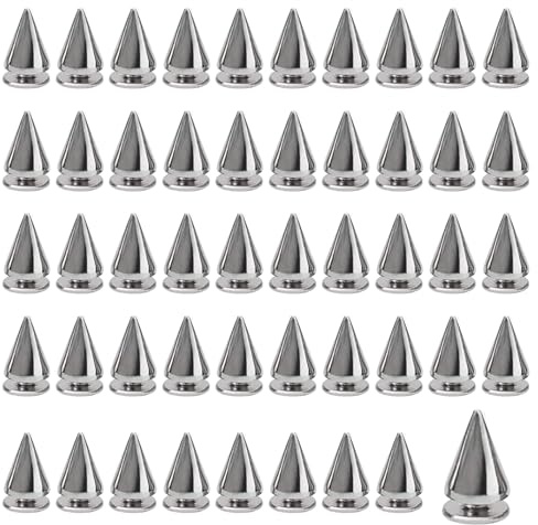 HONQX Spikes Nieten Studs for Clothes 7mm, 100stk Kegel Spikes Silber Metall Ziernieten Niten Spitz Spike Studs für Taschen Kleidung
