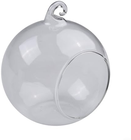 Springwillfly Pallina in vetro trasparente a forma di sfera, design a bocca aperta, con foro per appenderla, decorazione per interni (10 cm)