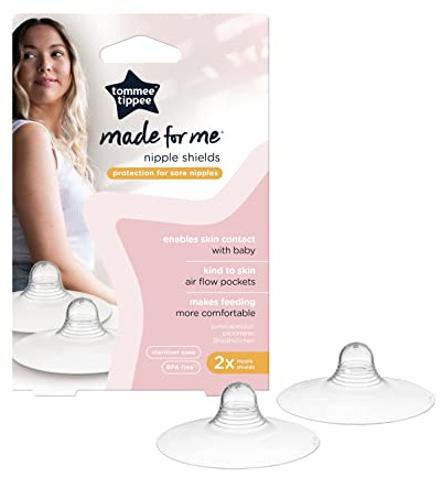Tommee Tippee Made for Me Nipple Shields for Breastfeeding Mums, Soft, Flexible Silicone, Protects Sore and Cracked Nipples, Pack of 2