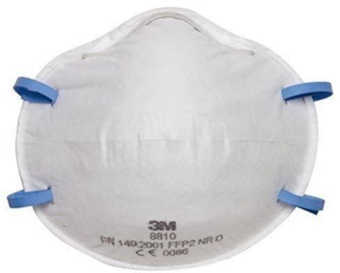 3M 8810 Respiratore Anti Polveri Senza Valvola, Protezione FFP2, Bianco