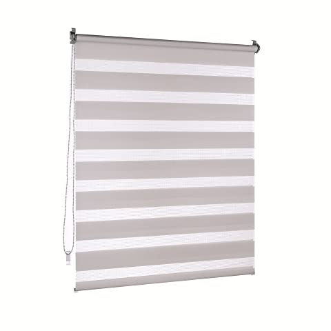 Victoria M. Doppelrollo Klemmfix ohne Bohren, 45 x 150 cm (BxH) Grau, Rollo Fensterrollo lichtdurchlässig & verdunkelnd,Duo-Rollo Klemmmontage Zebrarollo für Fenster & Türen