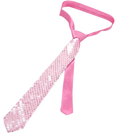 Caprilite Pink SATIN SEQUINNED Sequin Party Plain 2 Skinny Neck Tie Fancy Dress Magic Show Mens Womens Unisex