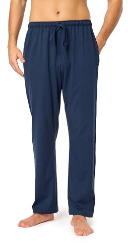 Timone Herren Schlafanzugshose Lang Pyjamahose aus Baumwolle Freizeithose Schlafhose Loungewearhose mit Taschen Nachtwäsche Hose für Herren Sleepwear TPP-001 (Dunkelblau, 4XL)