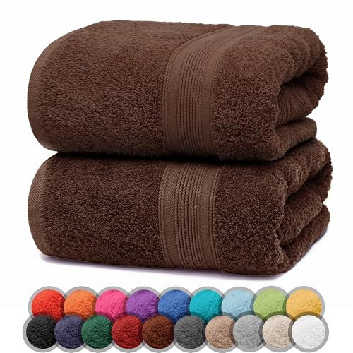 NatureMark 2er Pack DUSCHTÜCHER Premium Qualität 70x140cm DUSCHTUCH Dusch-Handtuch Doppelpack Farbe: Schoko braun