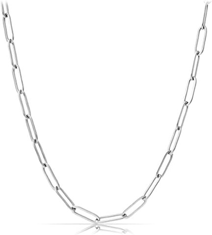 Made by Nami Halskette Silber aus Edelstahl - 50-cm Feine Silberkette Glieder-Halskette - Glieder-Kette - Handmade Herren-Kette - Panzer-Kette - Männer-Geschenk - Herren-Schmuck (Silber Raw)