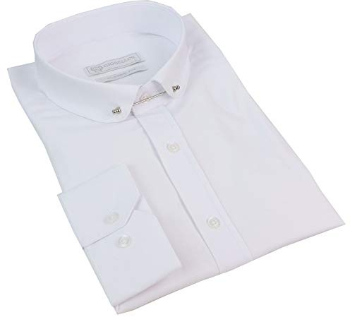 TruClothing Mens Club Collar Shirt with Bar Poplin Pin White Black 1920s - White-Slim L
