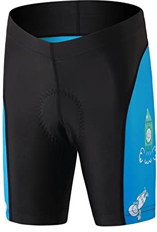 Amur Leopard Kinder Jungen Fahrradbekleidung Mädchen Fahrrad Trikot Kurzarm/Kurz Radhose mit 3D Sitzpolster Radtrikot, Radhose Blau, 104-110 (Etikettgröße: S)