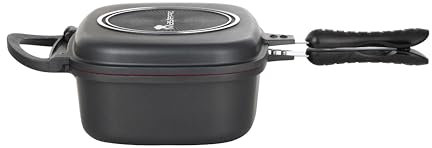 MasterPRO FOODIES COLLECTION - Padella doppia 30x24x12 cm in alluminio pressofuso - Rivestimento antiaderente Pfluon - Manico in silicone - Design minimal