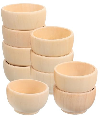 HOOTNEE 10piezas Cuencos De Madera Sin Terminar Para Pintura y Manualidades Cuencos Pequeños Artesanales Para Decoración y Creativos