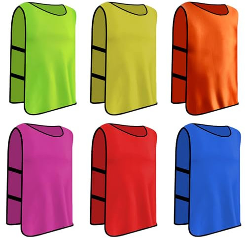 Catime 6 Stück Fußball Leibchen Set, Leibchen Mesh Weste, Fußball Trainingsleibchen, Sports Mesh Bibs, Sport Trikot Leibche für Erwachsene, Trainingsleibchen für Damen Herren, Size xl (Mehrfarbig)