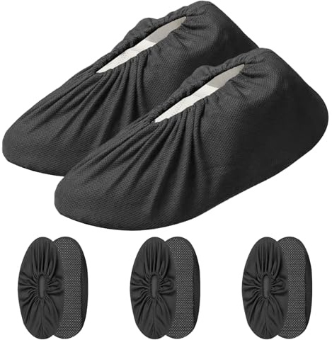 Maxentico 4 Paires Surchaussures Lavable, Surchaussures Antidérapantes, Couvre-Chaussures, Respirants Surchaussure, Couvre Chaussure, Couvre-Chaussures Noirs Réutilisables pour Protection du Sol