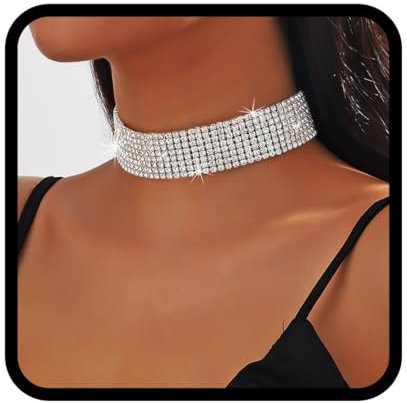 Handcess Strass Halskette Silber Glitzernde Kristall Ketten Brautkette Schmuck für Frauen