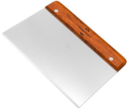 Midgreyeye Premium Tarocco Per Impasti Con Manico Grande In Legno,acciaio Inossidabile 420, Raschietto Cucina （20 * 13cm）