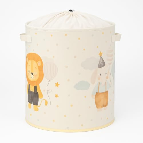 Prendi Home - Cesto portabiancheria pieghevole per bambino, 37 x 40 cm, motivo animali, tessuto a rete traspirante, ideale per cameretta o bagno